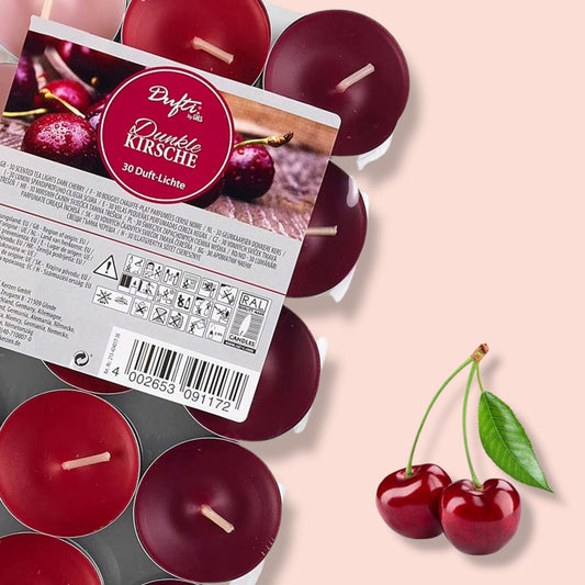 Duft-Teelichtkerzen "Dunkle Kirsche" 4h - by GIES -