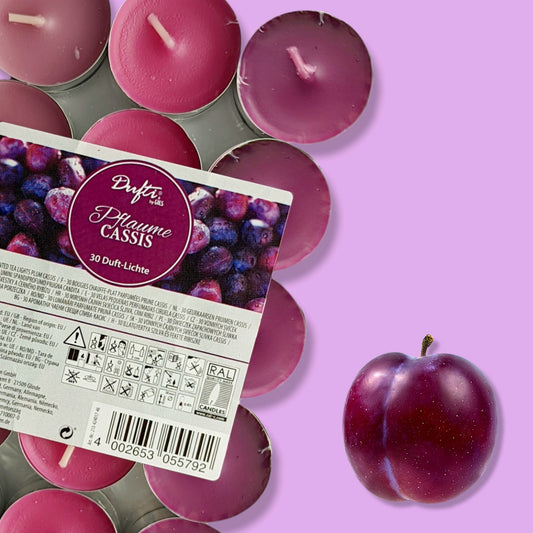 Duft-Teelichtkerzen "Pflaume Cassis" 4h - by GIES -